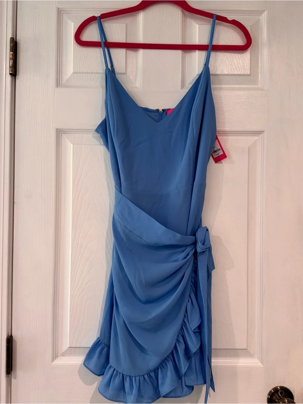 Lilly Pulitzer Alisa Bright Blue Ruffle Tie-Waist Spaghetti Strap Dress 12